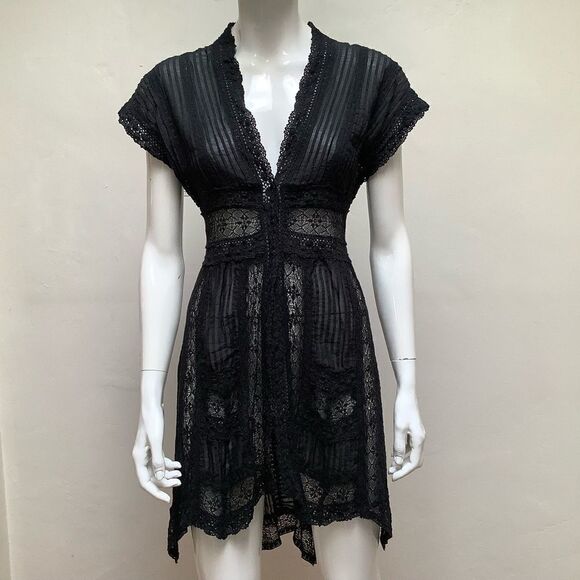 BIYA LACE DRESS BLACK SMALL BIYA DESIGNER OF JOHNNY WAS - Picture 16 of 16
